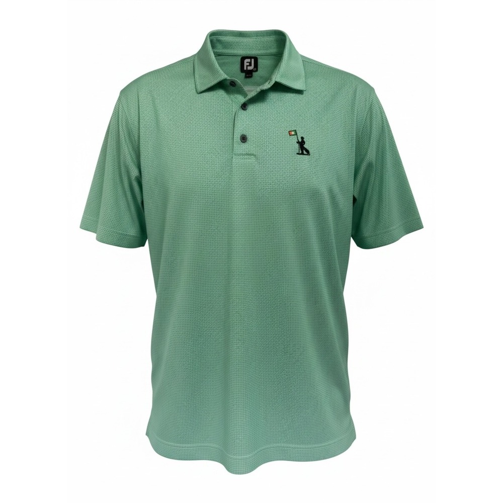 FootJoy Performance Mens XL Green Houndstooth Golf Polo Irish Flag Logo (D42)
